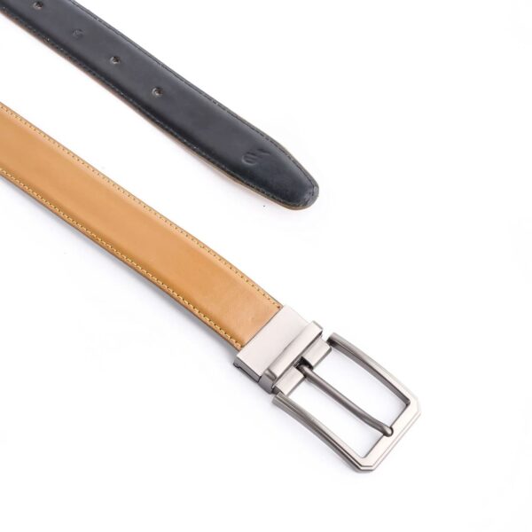 Chromium Double Sided Reversible Men's' Leather Belt-BLACK TAN BRN - Image 3