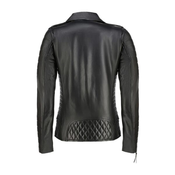 Womens Quilted Leather Quilted Jacket-Black - Image 2