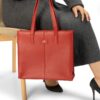 Everyday Women's Leather Zipper Tote Bag-Candy Red - Image 3